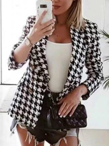 Airchics blazer en laine pied de poule mode femme vestes noir et blanc